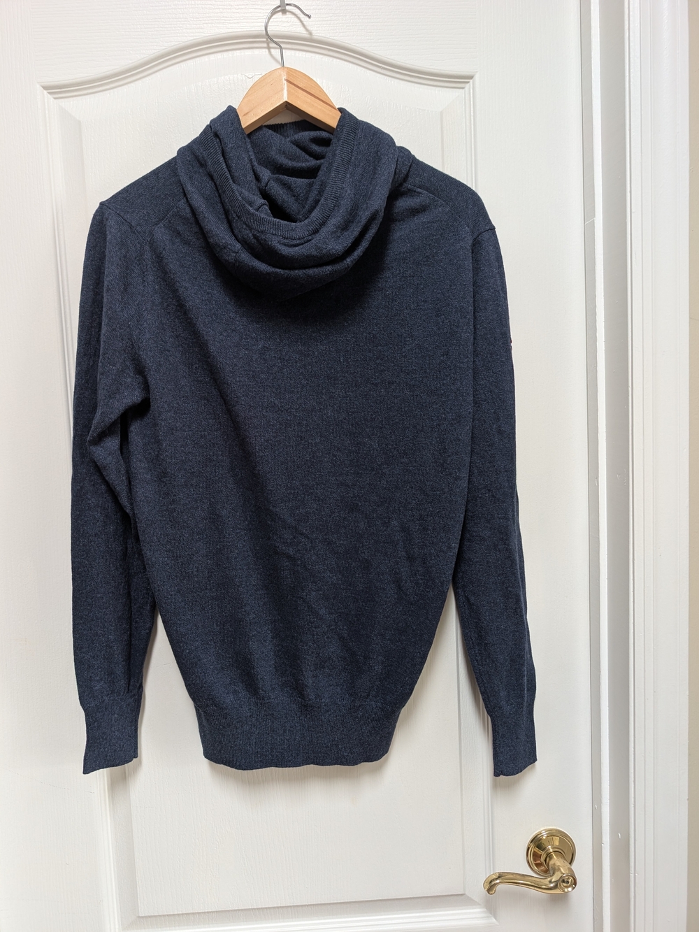 Superdry Premium Knitwear Cowl Neck Sweater Men's Medium Navy NWT - Picture 2 of 6